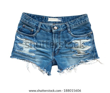 Ripped Handmade Jeans Shorts Isolated On White Background Stock Images Page Everypixel