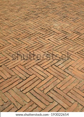 Old Medieval Brick Pavement Pattern Detail