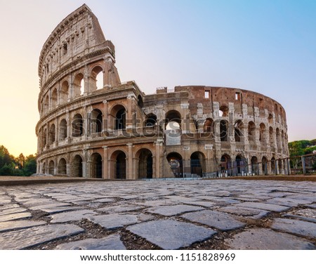 Colosseum in Rome at the Sunrise Time -  Colosseum is one of the main travel attractions - The Main symbol of Rome