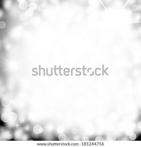 Lights On Silver Background -  Graphic Design Useful For Your Design. Bright Silver Abstract Christmas Background With White Snowflakes