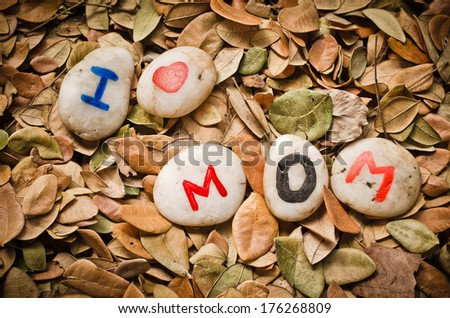i love mom on leaves background
