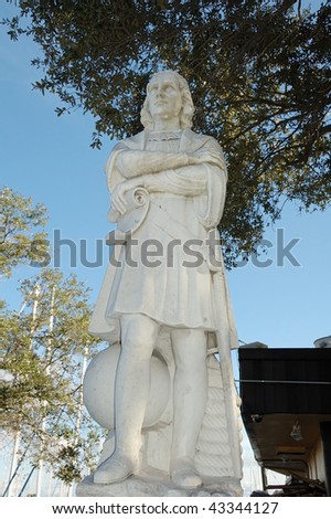 Christopher Columbus Statue in Pier Park at St Petersburg Florida