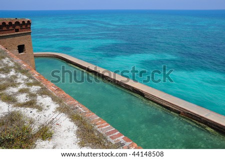 View to Coral Reef from the Top of Fort Jefferson on Dry Tortugas National Park
