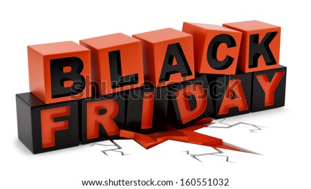 render of Black Friday crushing ground isolated on white render of Black Friday crushing ground isolated on white