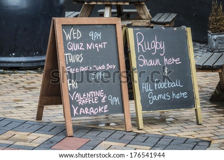 British Pub blackboard signs