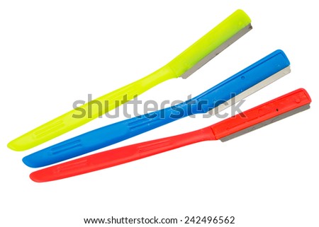 colorful disposable razor  isolated on white