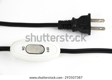 on off switch wire isolated on white