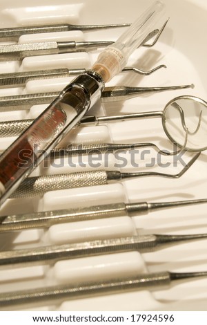 A variety of dentistry instruments used for dental procedures.