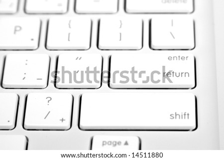 close up return key of high end white computer keyboard