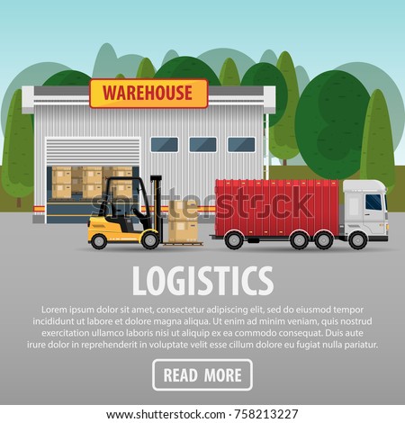 Delivery of goods logistics and transportation.  logistic and transportation, warehouse service on white background vector illustration flat