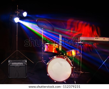 Musical instrument on stage. Concert stage.