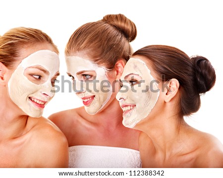 Group women with facial mask in beauty spa Group women with facial mask in beauty spa