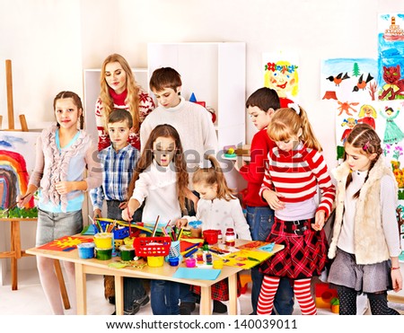 Child painting at art school Education Child painting at art school Education