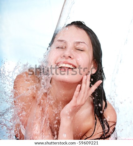 stock photo Beautiful young woman with wet hair Beauty and fashion