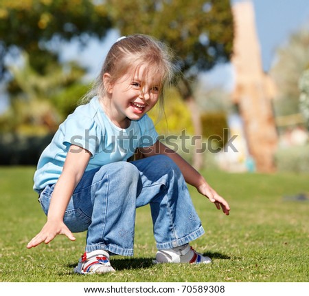 little girl play  in the park