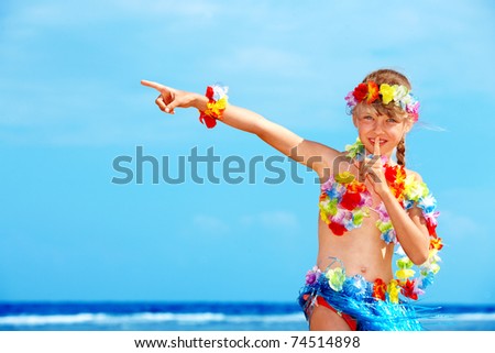hawaii beaches girls. stock photo : Little girl playing on Hawaii beach .