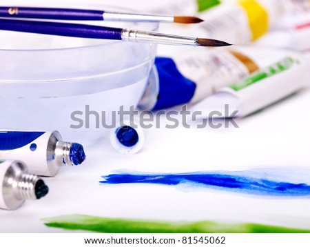 Art utensils isolated on white.