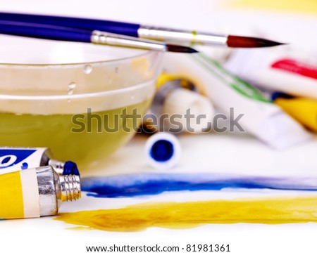 Art utensils isolated on white.