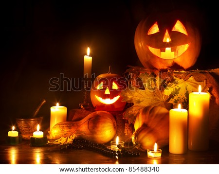 Halloween pumpkin lantern. Decoration.