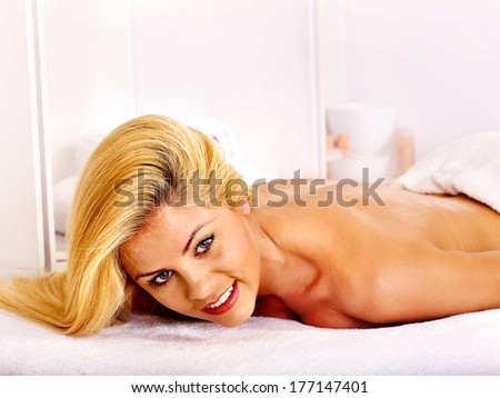 Blond beautiful woman  in health resort.