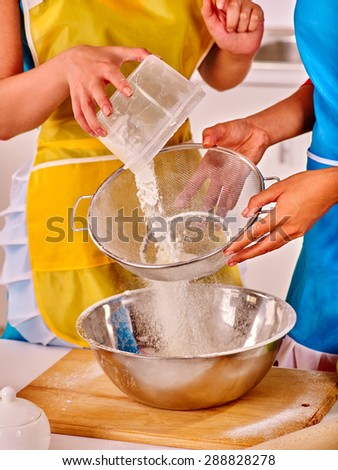 Female hands   baking cookies in home kitchen