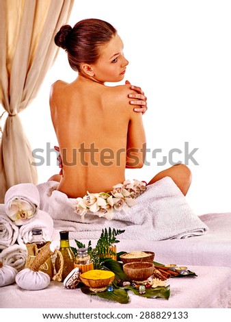 Woman wearing towel on Isolated.