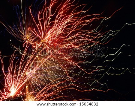 Fireworks with streams of light