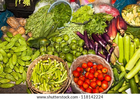 markets ho chi minh saigon south vietnam showing typical vietnamese food staples