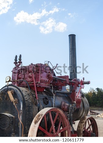 late nineteenth century steam truck as a old industrial technology background
