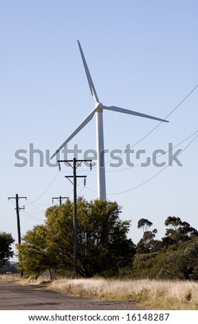 wind turbine with power lines for a green power concept