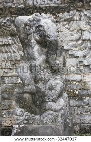 ancient hindu elephant god carving ulawatu temple bali