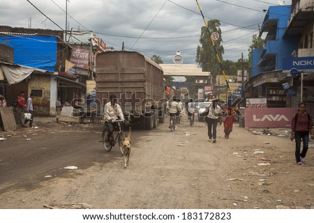 SUNAULI, INDIA - CIRCA SEPTEMBER 2013: Sunauli is a border town between India and Nepal circa September 2013 in Sunauli.