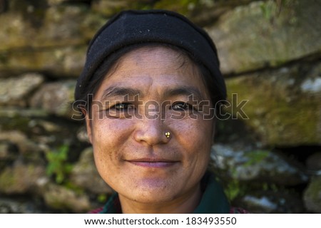 KHARKIKHOLA, NEPAL - CIRCA OCTOBER 2013: Nepalese woman circa October 2013 in Kharikhola.