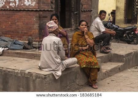KATHMANDU, NEPAL - CIRCA OCTOBER 2013: social life on the streets of Kathmandu circa October 2013 in Kathmandu.