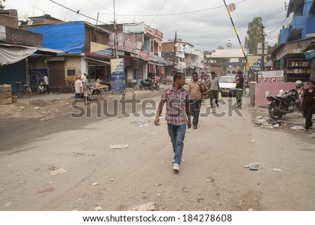 SUNAULI, INDIA - CIRCA SEPTEMBER 2013: Sunauli is a border town between India and Nepal circa September 2013 in Sunauli.