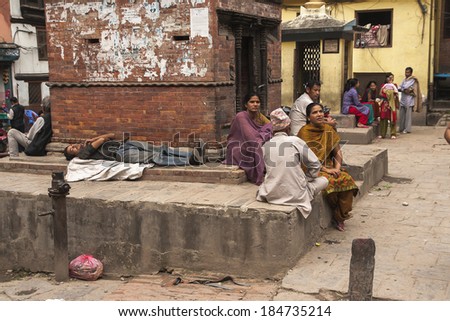 KATHMANDU, NEPAL - CIRCA OCTOBER 2013: social life on the streets of Kathmandu circa October 2013 in Kathmandu.