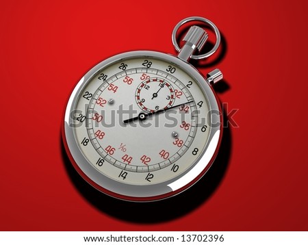 A stop watch on a red background