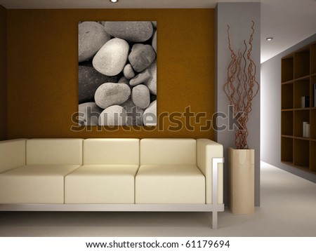 A modern classic sofa in a luxury lounge room painted brown and grey