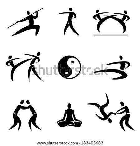 Asian Martial Arts icons Simple Sport Pictogram  Asian Martial Arts Icons. Vector illustration.