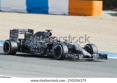 JEREZ DE LA FRONTERA, SPAIN - FEBRUARY 04: Daniil Kvyat, pilot of the team Red Bull in test Formula 1 in Circuito de Jerez on feb 04, 2015 in Jerez de la frontera