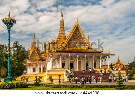 PHNOM PENH, CAMBODIA - DECEMBER 5,2009 - The Throne Hall of Royal Palace in Phnom Penh. The establishment of the Royal Palace at Phnom Penh in 1866.