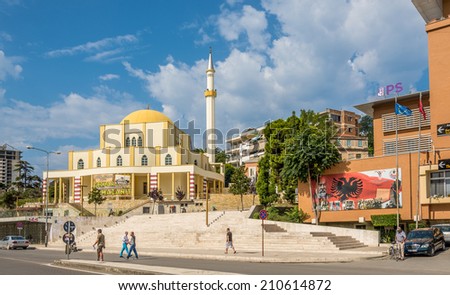 DURRES, ALBANIA - JULY 30,2014 - Main Mosque in Durres city - Albania. Durres is the second largest city of Albania located on the central Albanian coast.