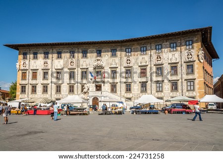 PISA,ITALY - SEPTEMBER 14,2014 - Palazzo dei Cavalieri at the Knights Square in Pisa. The Knights Square is the second main square of the city Pisa.
