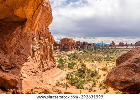 ARCHES N.P.,UTAH - MAY 28,2015 - Double Arch is a close-set pair of natural arches, one of the more known features of Arches National Park in Utah.