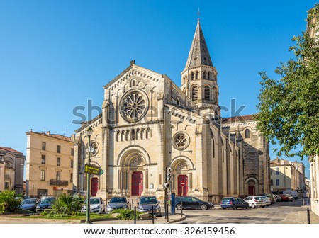 NIMES,FRANCE - AUGUST 30,2015 - Church St.Paul of Nimes.Nimes has a rich history, dating back to the Roman Empire.