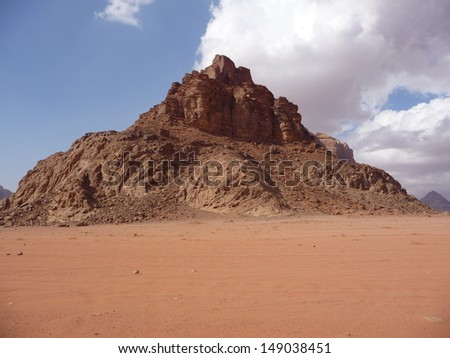 Desert mountain in Wadi Rum desert in Jordan in the Middle East