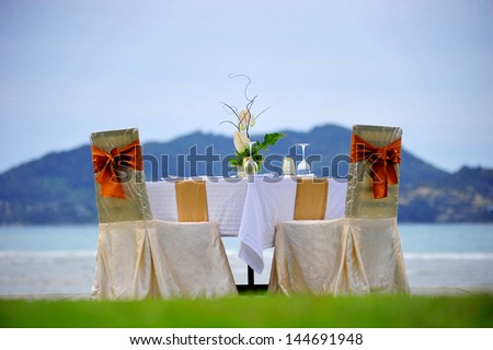 The newly married bride and groom.   A table for two, perfect for the one you love and cherrish.