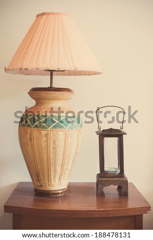 lamp in the room with retro filter effect