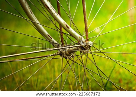 old bicycle wheel vintage background