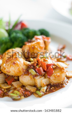 Chinese Fried Scallops Sweet Chilli and Onion